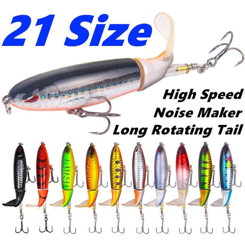 High Speed Rotating Long Tail Popper Topwater Fishing Lure 13g 35g Floating Lure Propeller Tractor Sea Fishing Lure Hard Bait Floating Water Pencil Road Sub Bait Fishing Gear