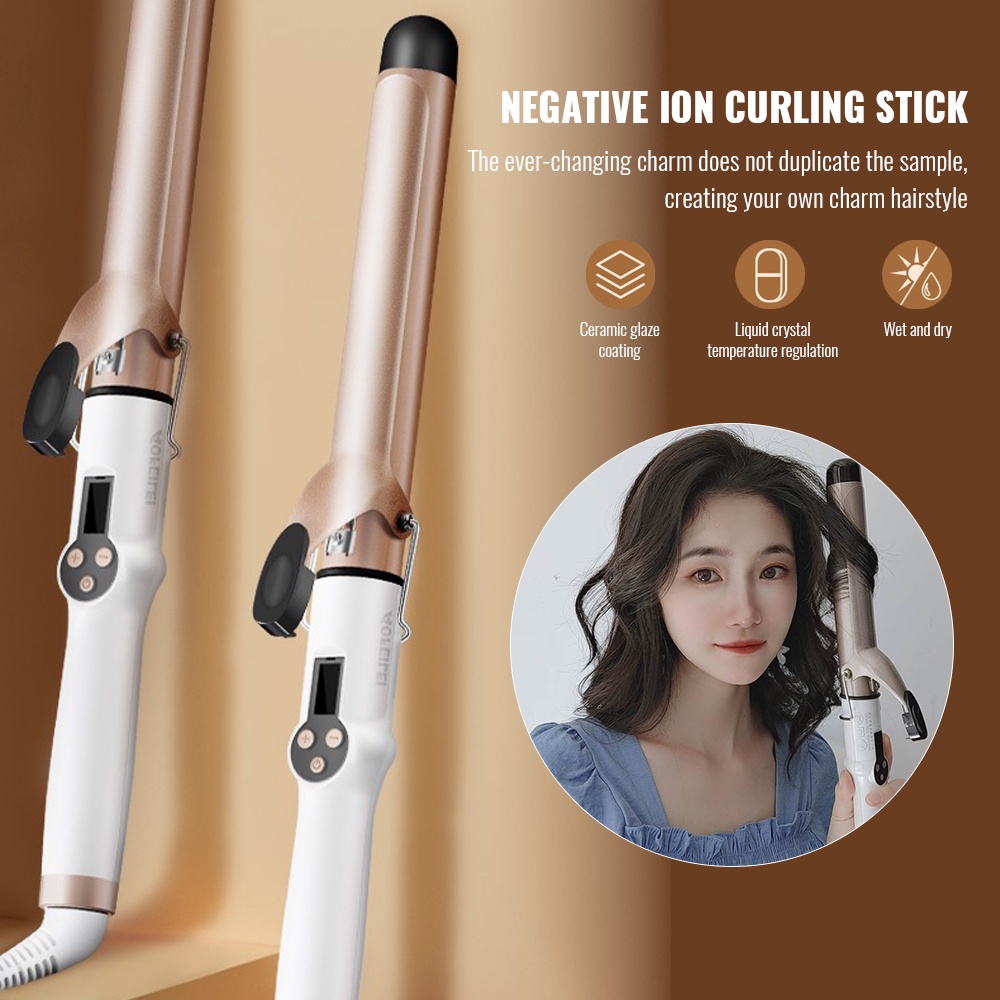 38mm Professional Hair Curler, Ceramic Tourmaline Curl Wand Barrel, Curling Wand Iron for Long & Short Hair(28/32mm)