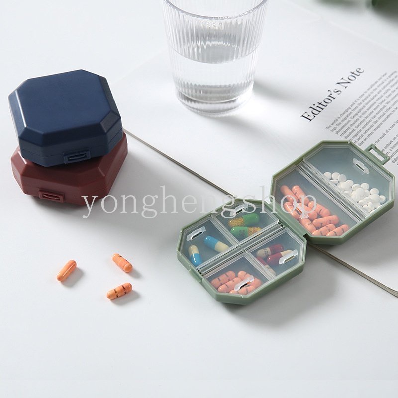 6 Grids Mini Pill Box Travel Portable Medicine Storage Boxes Drug Tablet Dispenser Case Vitamin Container Capsule Sub-packaging Box Weekly Pillbox Health Care