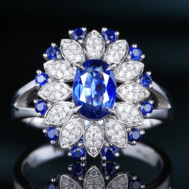 GW Korean Accessories Jewellery Ready Stock Light Luxury Heavy Industry Blue Gem Ring 2 Carat European And American Light Luxury Sports Lottery Opening Ring Female. TG26