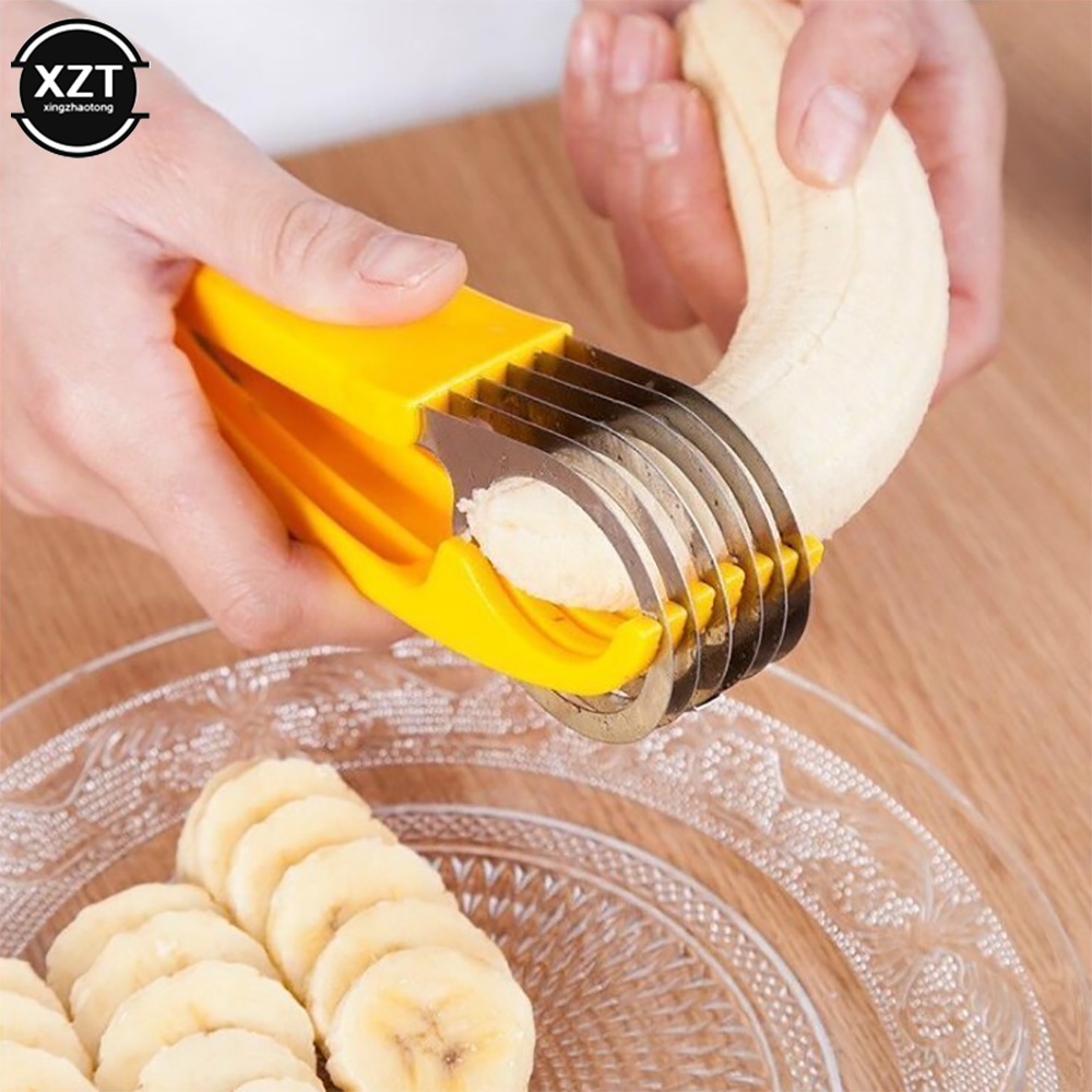 Banana Slicer Stainless Steel Banana Slicer Eco-friendly Banana Cutting Artifact Kitchen Ham Sausage Splitter