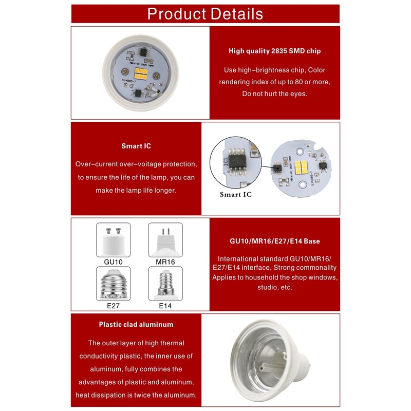 Quality Durable Got Liang MR16 GU10 E27 E14 LED Bulb 6W Watt 220V Lamp Spotlight Spot Light 24/120 Degree Lighting Co... - Image 5