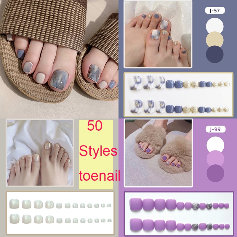 Colorful Toenails Artificial Nail Adhesive Nail Art Fake Nail Pieces
