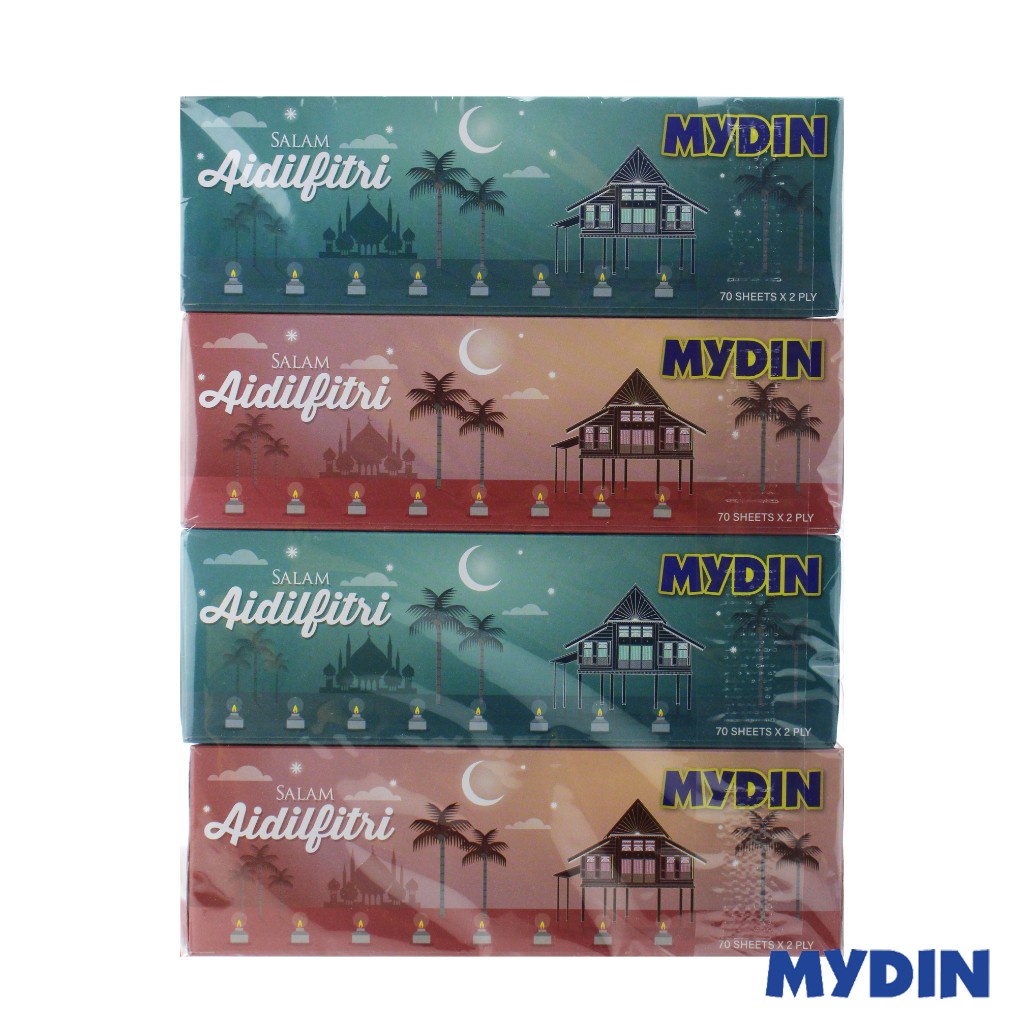 Mydin Facial Tissue Box Raya - 2 Ply (70's x 4)