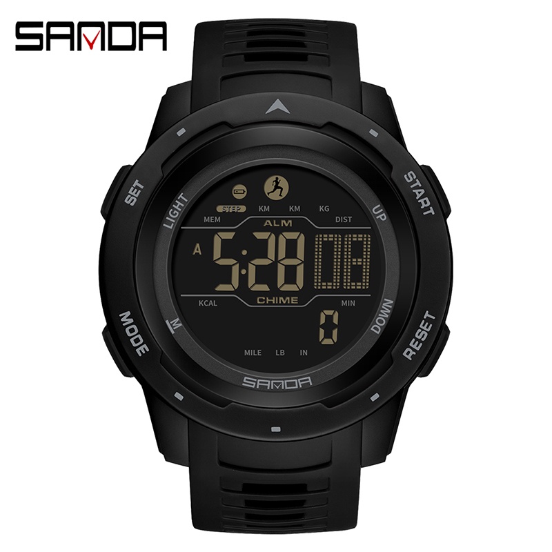 Sanda Step Count Calories Record Outdoor Sports Waterproof Fashion Digital Large Dial Luxury Quartz Watch Gift SD2145-14
