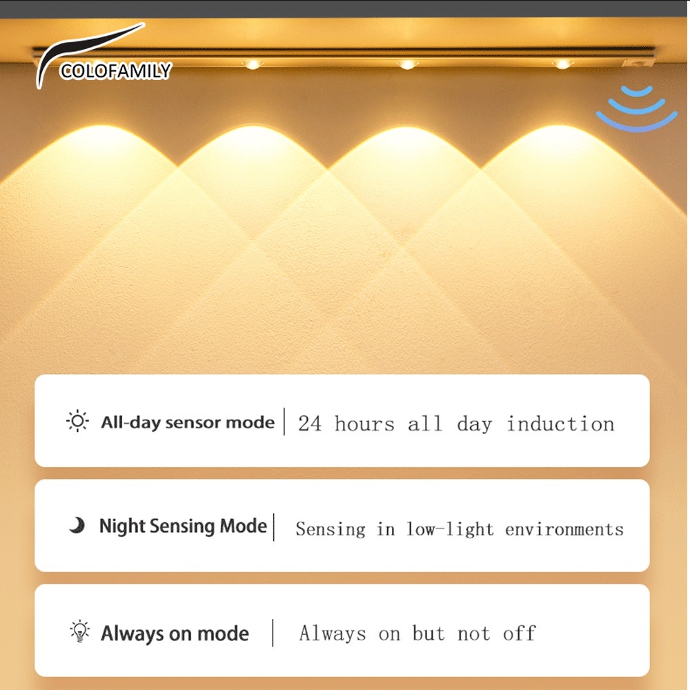 Food Bakeware 3 Color Dimmable Cat Eye Light Strip LED Desk Lamp Motion Sensor USB Rechargeable Kitchen Cabinet Wardr... - Image 4