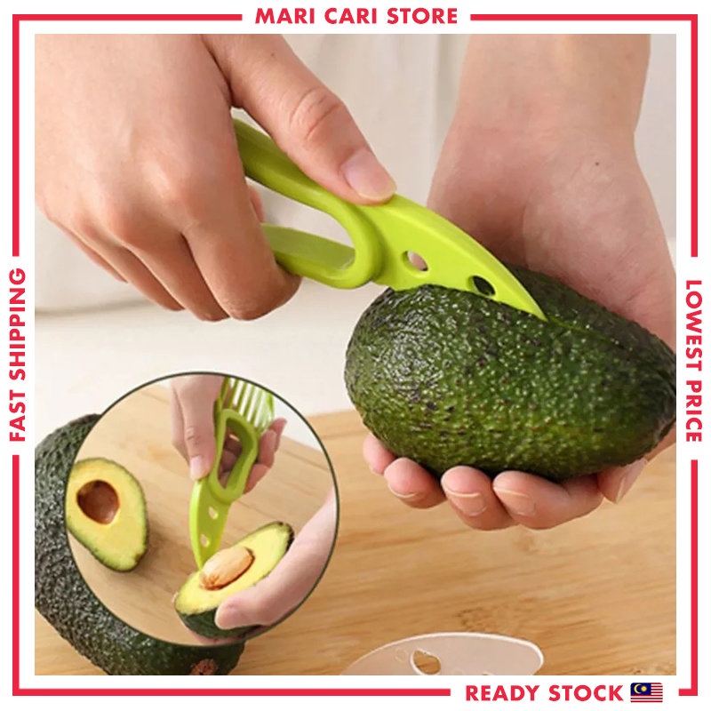 1pc Avocado Slice Cutter 3 In 1 Slicer Knife Cut Fruit Tools Avocado Peeler Remover Pemotong Alpukat Kitchen Gadget
