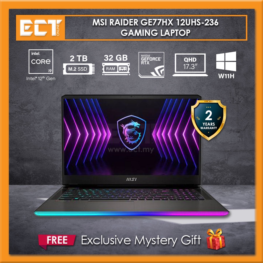 MSI Raider GE77HX 12UHS-236 Gaming Laptop (i9-12900HX 5.0GHz,2TB SSD ...