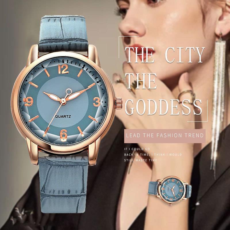 Bamboo Knot Pattern Women's Watch Inner Shadow Digital Quartz Wrist Watch Women's Belt Watches