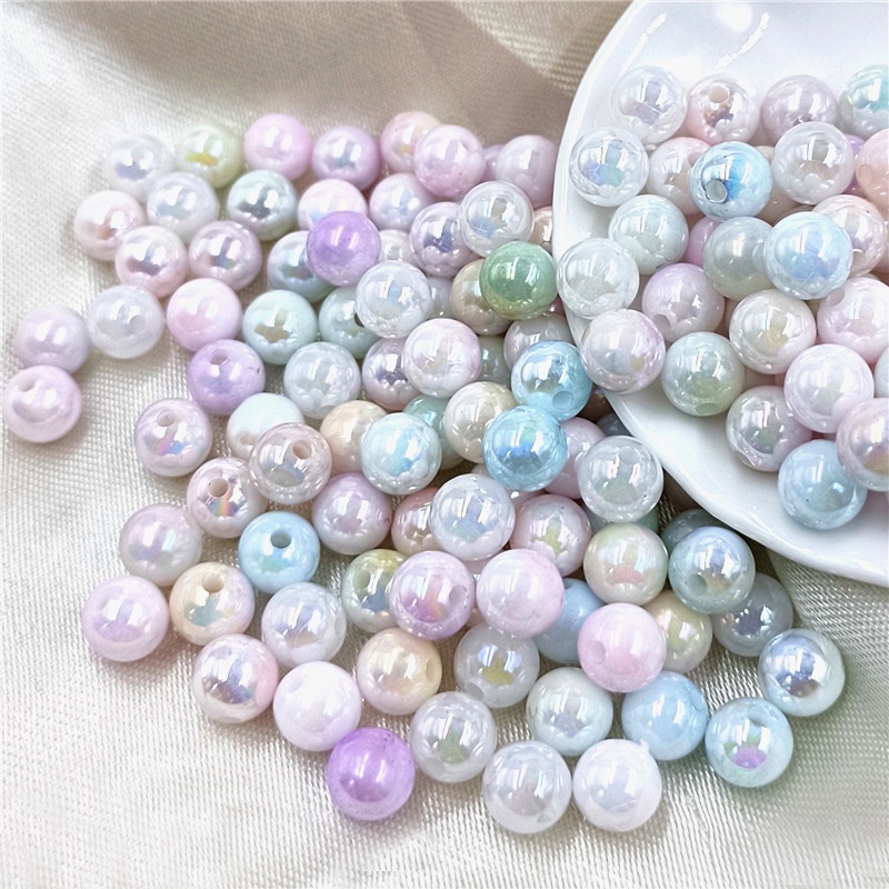 50pcs Fashion AB Two-Color Gradient Round Beads DIY Earrings Bracelet 8/10mm Handmade Jewelry Accessories