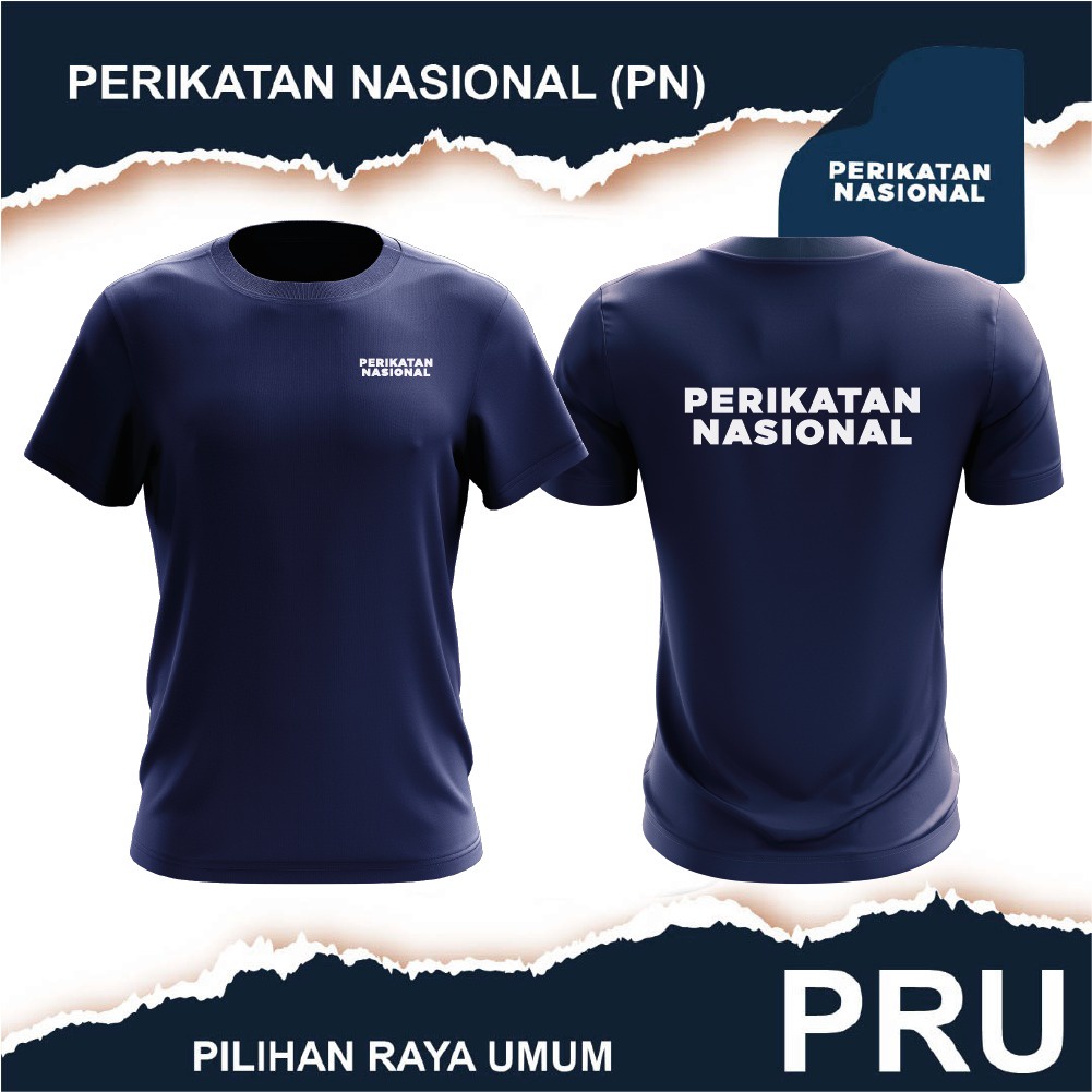 Baju PARTI PERIKATAN NASIONAL PN Logo T-Shirt Jersey Big Size Short Sleeve PRU Undi Election