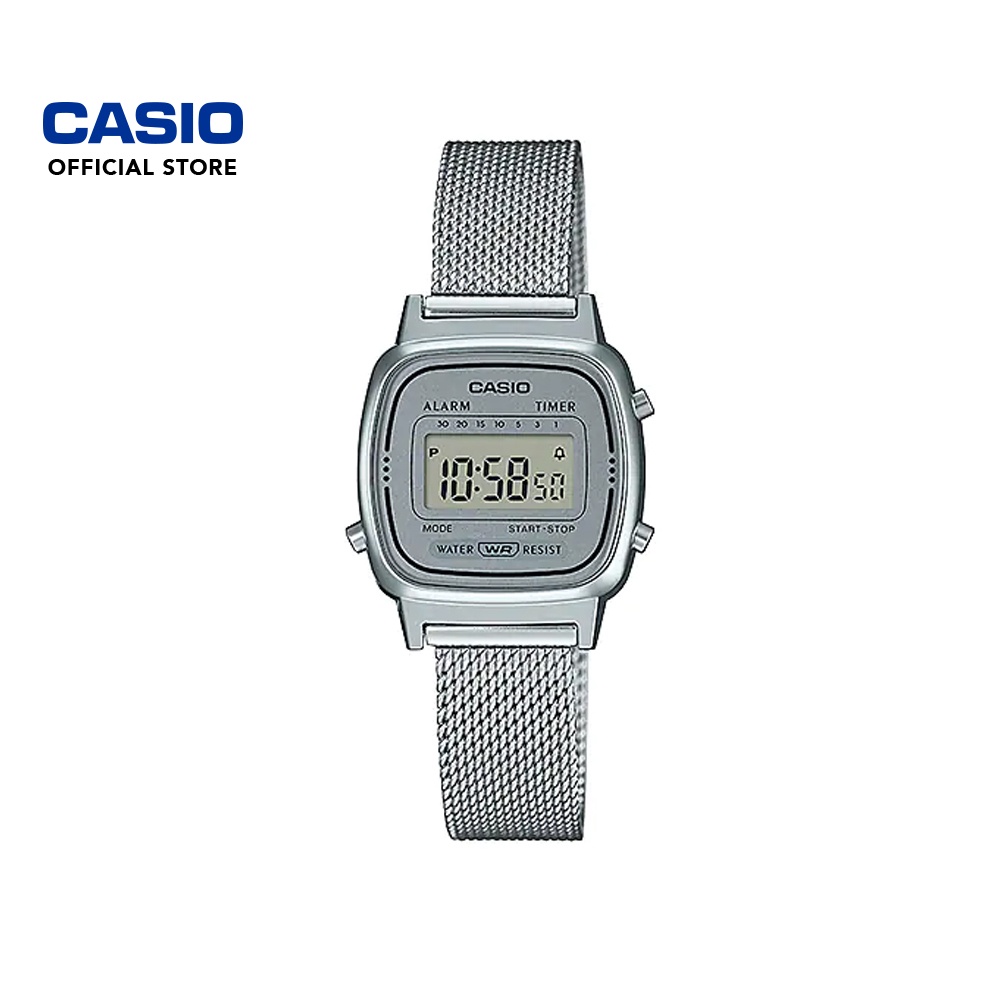 Casio Vintage LA670WEM-7 Silver Stainless Steel Mesh Band Women Watch