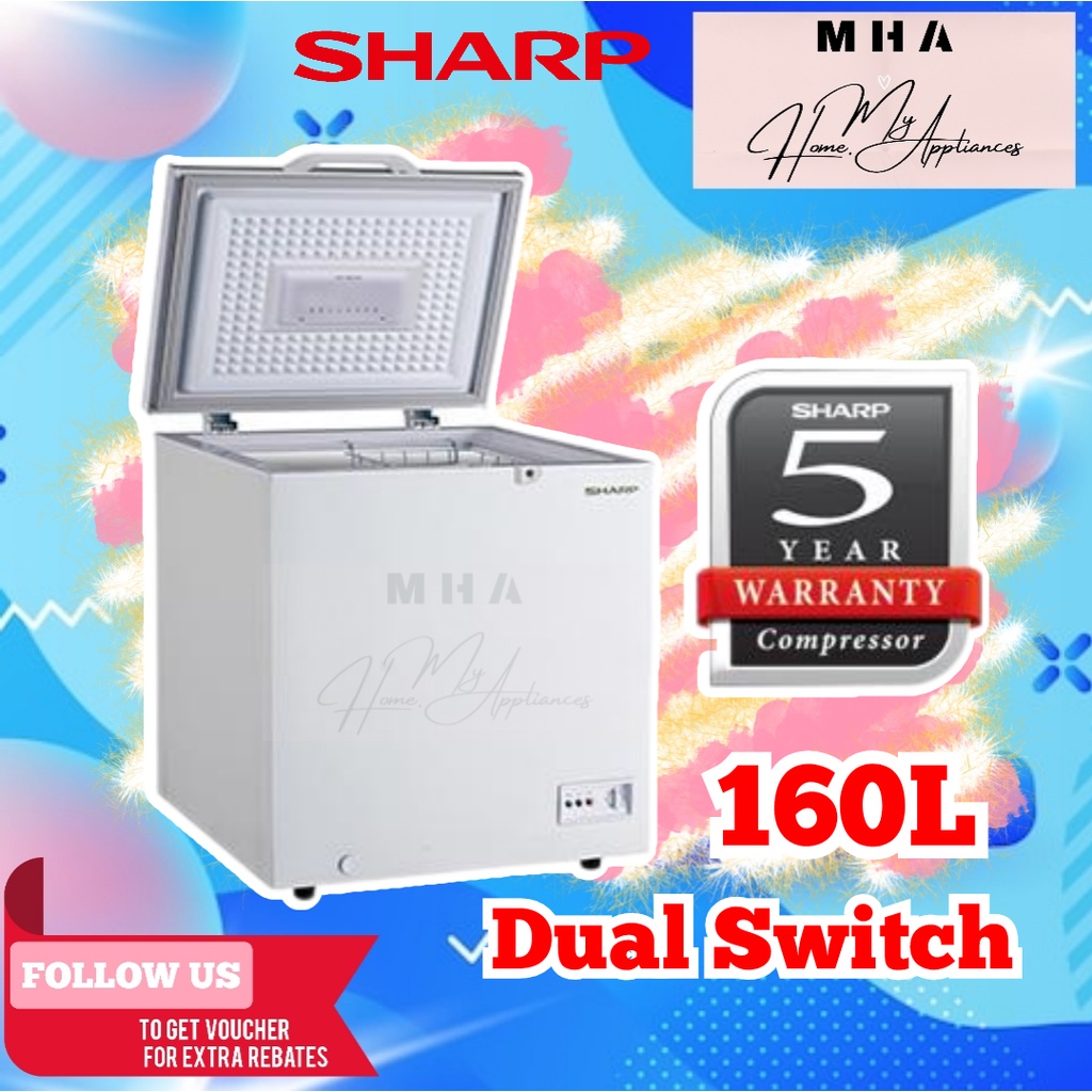 SHARP 110L/160L/220L/310L/510L Chest Freezer 2-in-1 Dual Function Freezer Fridge With Lock & LED Light