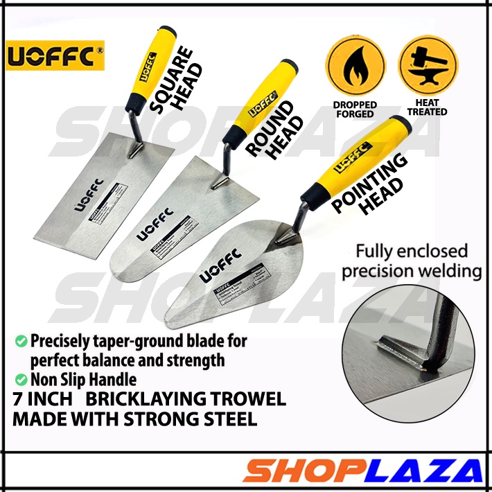 UOFFC 7 inch Bricklaying Trowel Plastic Handle 1.2mm Thickness Sudu
