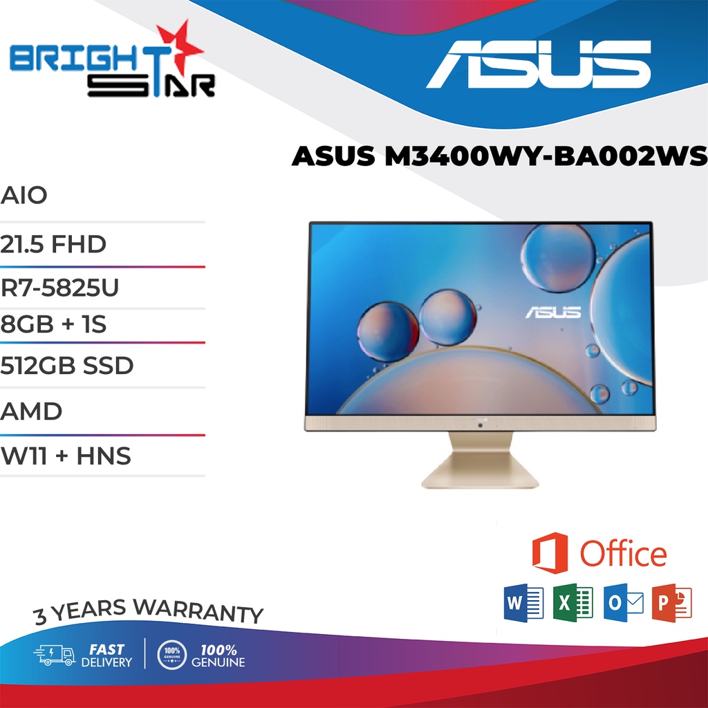 Aio Asus M Wy Ba Ws Fhd R U Gb S Gb Ssd Amd W Hns Y Os