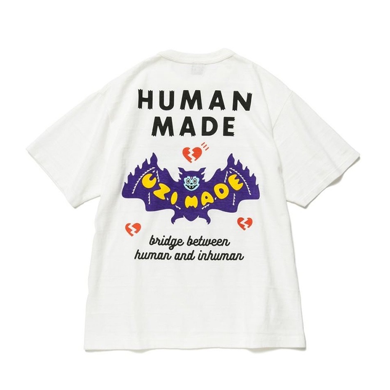 HUMAN MADE X UZI CO-BRANDED BACK LETTER CARTOON PRINT SHORT SLEEVE T-SHIRT FOR MEN