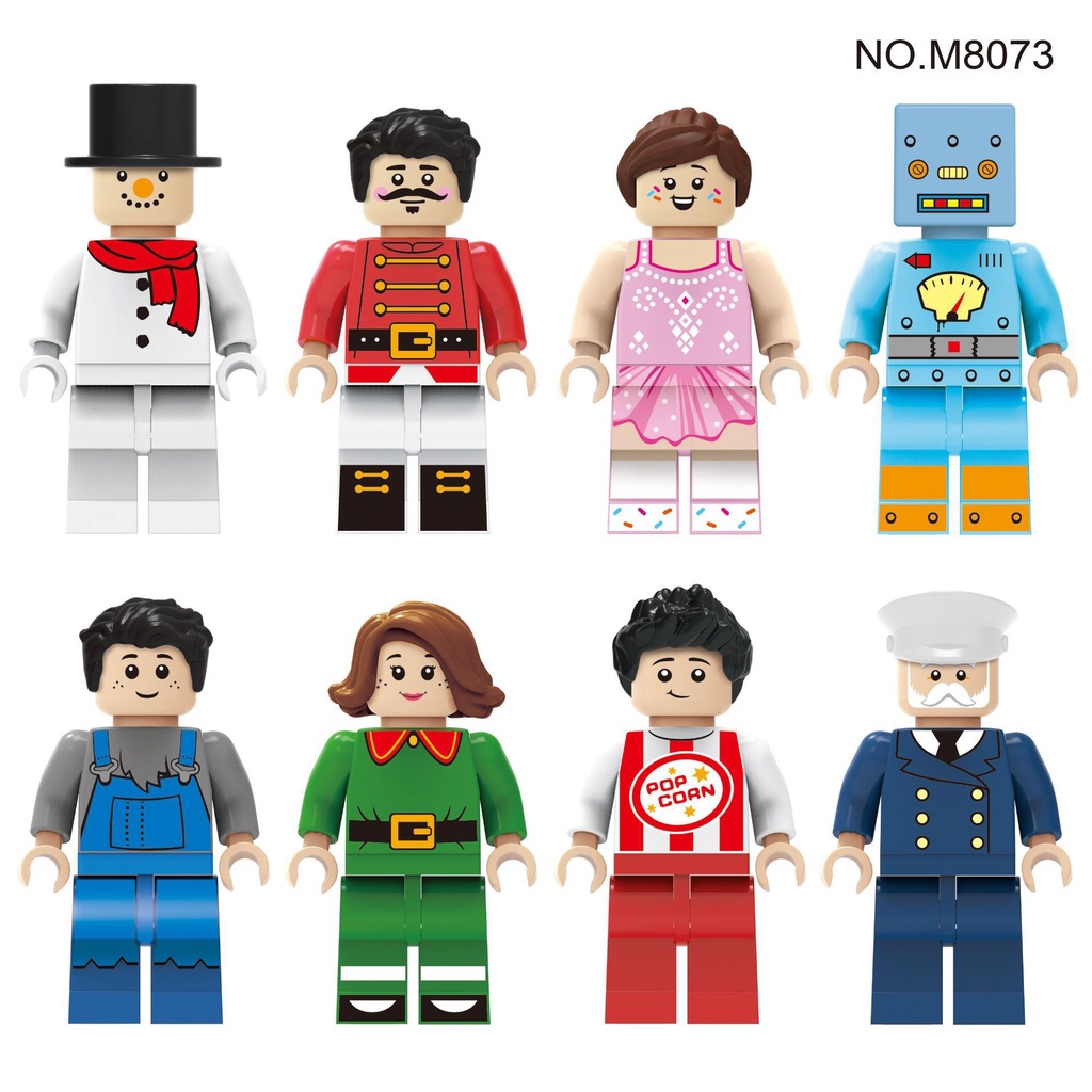 8pcs/set Professional Conductor Gymnast Athlete Snowman Robot Building Blocks Assembled Toys Minifigure Worker Models Action Figures Accessories YM