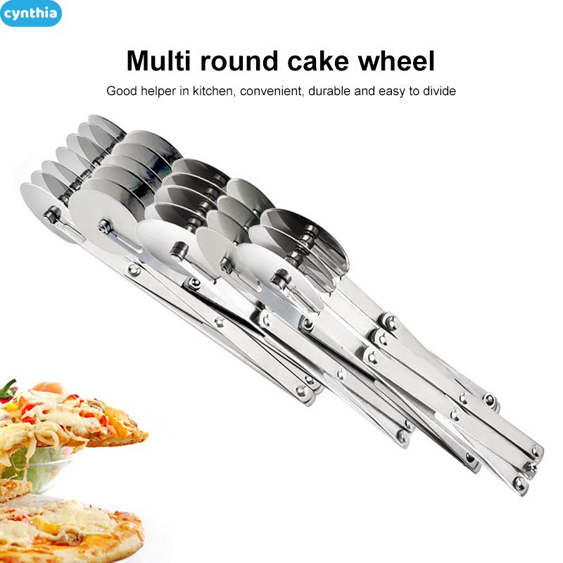 7 Wheel Pastry Cutter Stainless Steel Expandable Durable Multi-round Pasta Roller Pizza Cutter Cookie Baking Dough cyn