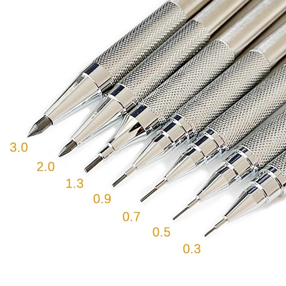 0.3/0.5/0.7/0.9/1.3/2.0mm Mechanical Pencil Set Full Metal Art Drawing Painting Automatic Leads Office School Supply