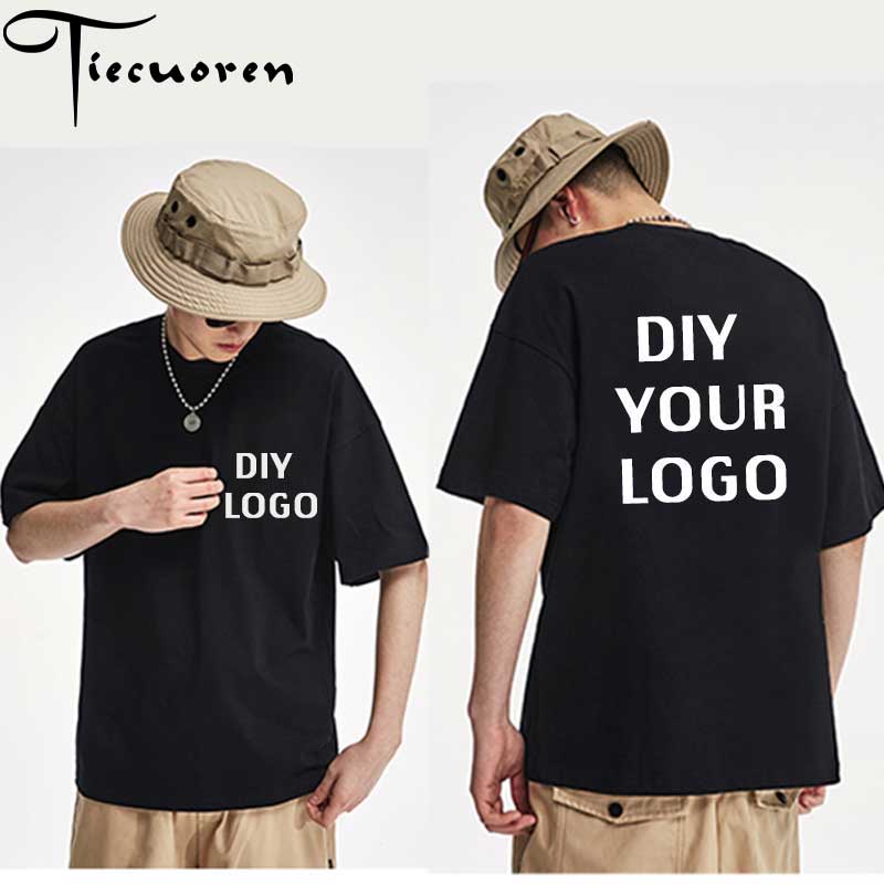 【Customization Promotion】Wholesale customized logo Print T shirts half sleeve homme tees Drop Shipping men clothing DIY your Logo Harajuku cotton tshirts