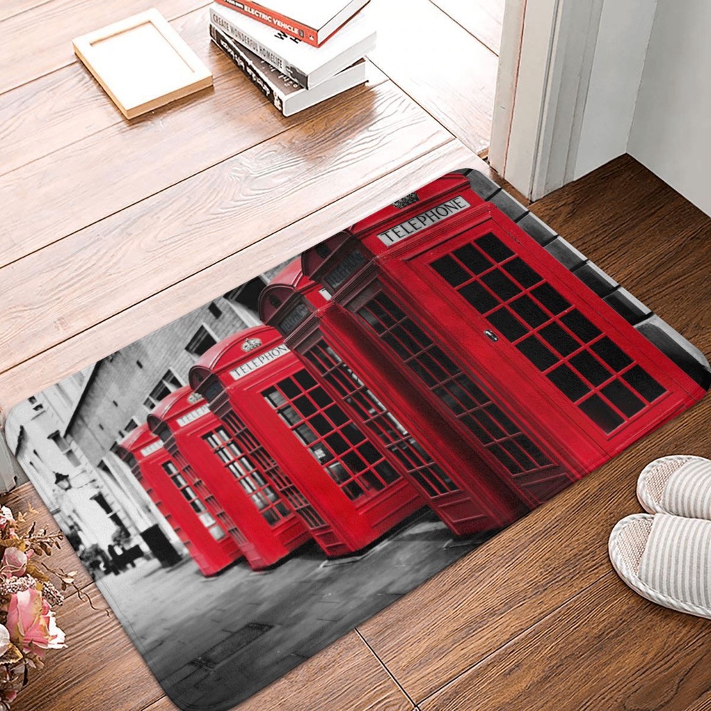 Vintage London Call Box Doormat Bathroom Rectangle Soft Entrance Home Carpet Decor Floor Rug Door Mat Area Rugs