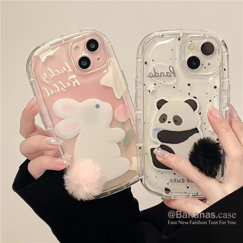 iPhone 15 14 13 12 11 Pro Max X Xr Xs Max 7 8 6 6s Plus Phone Case Cartoon Cute Plush Panda Soft Cover