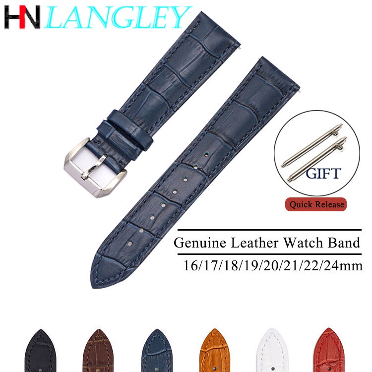 Top Layer Cowhide Genuine Leather Watch Band Quick Release Straps 16mm 17mm 18mm 19mm 20mm 21mm 22mm 24mmMen Women Smart Watch Wrist Strap Accessories