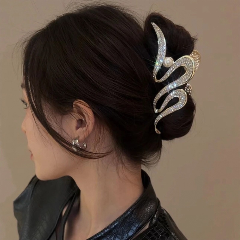 Light Luxury High -level Sense Simple Wave Glitter Large Pan Hair Grabbing Head Jewel