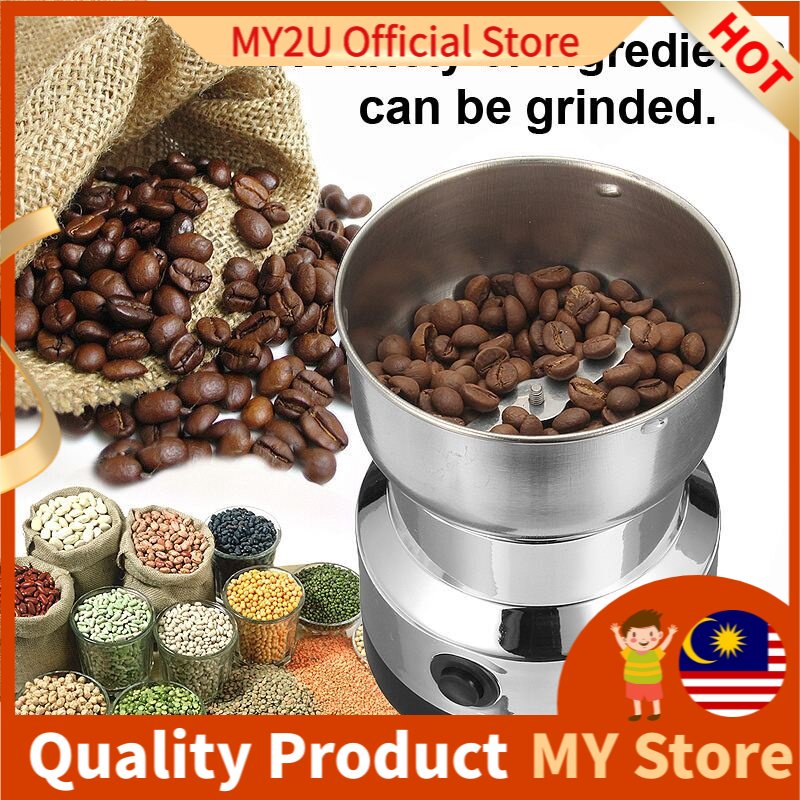 MY2UStore Electric Stainless Steel Coffee Grinder Blender Coffee Bean Nuts Grains Herbs Spice Pengisar Kopi Elektrik