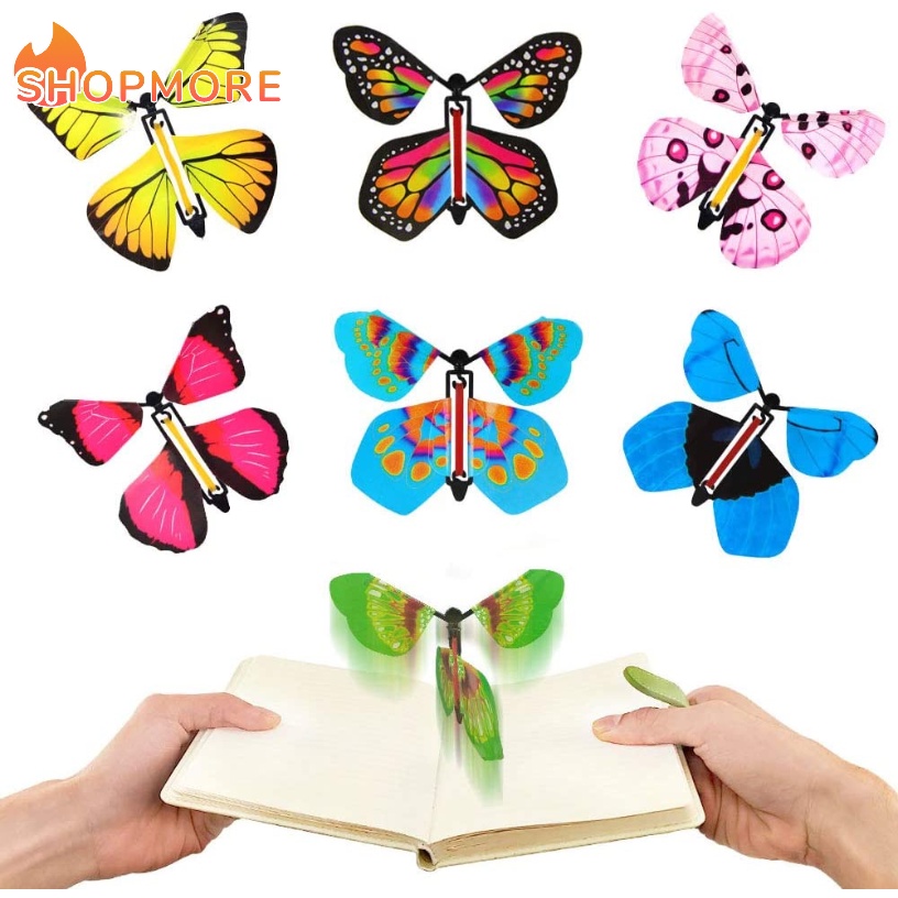 Funny Novelty Magical Flying Butterfly Colorful Butterfly Toys/ Plastic Bamboo Dragonfly Propeller Outdoor Classic Toy Christmas New Year Decorations