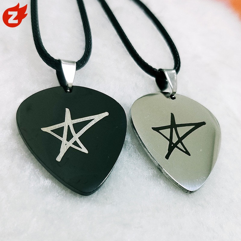 Avril Ramona Lavigne Star Shaped Guitar Pick Pendant ~1pcs Rope Necklace Stainless Steel Necklace