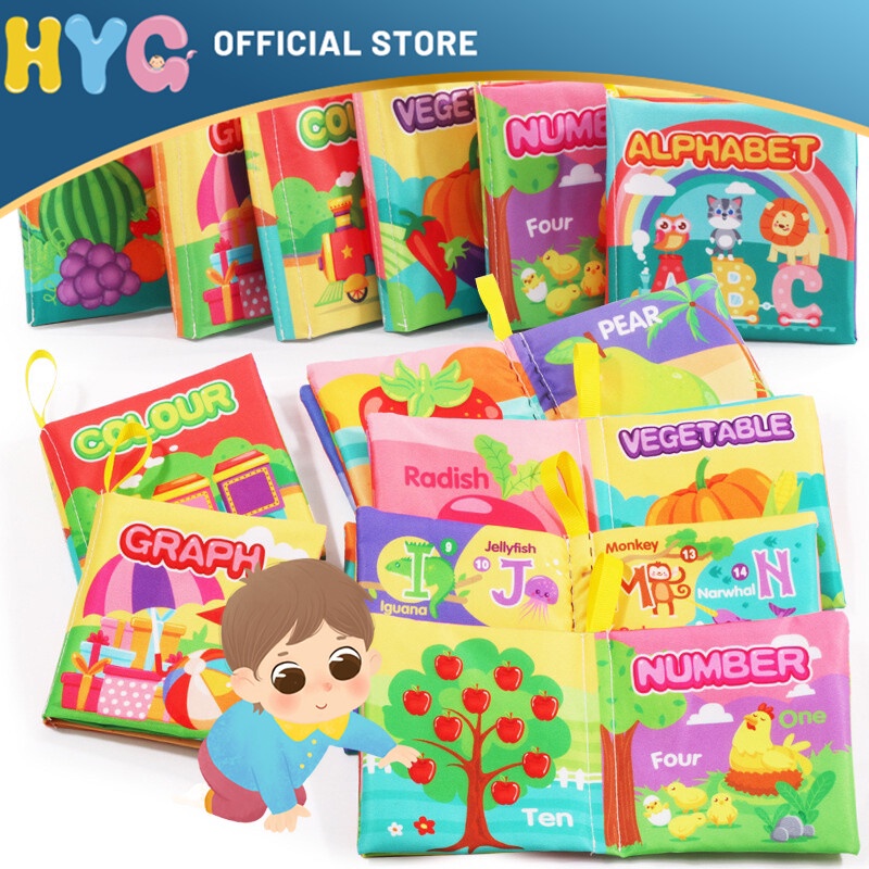 HYG fabric book 3D washable Bite resistant palm cloth book animal digital cognitive learning age3+