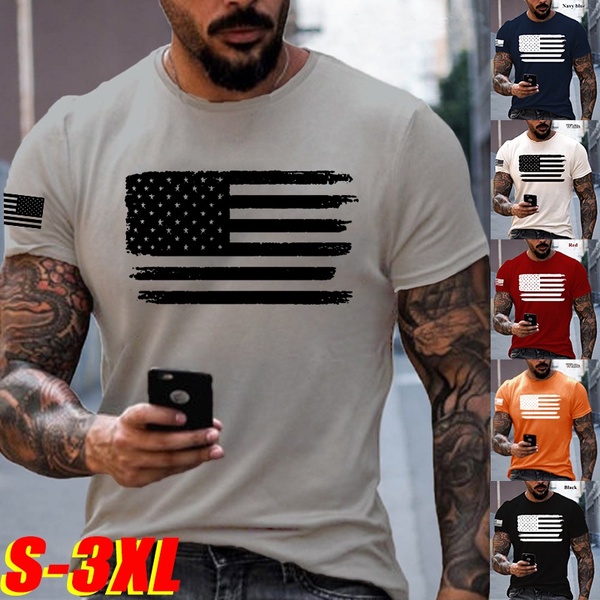 USA Distressed Flag Men's T-shirt Patriotic American Tee usa flag