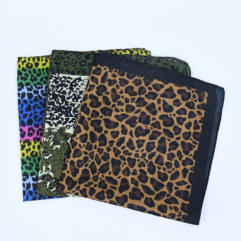 New rainbow leopard square scarf polyester printing bandana European and American street dress wholesale head scarf