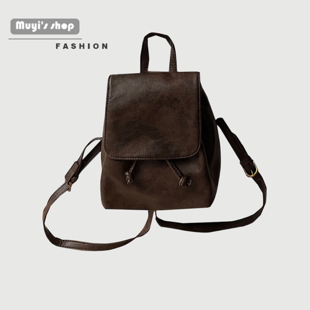 Small Vintage American Brown Backpack Simple Versatile Shoulder Bag