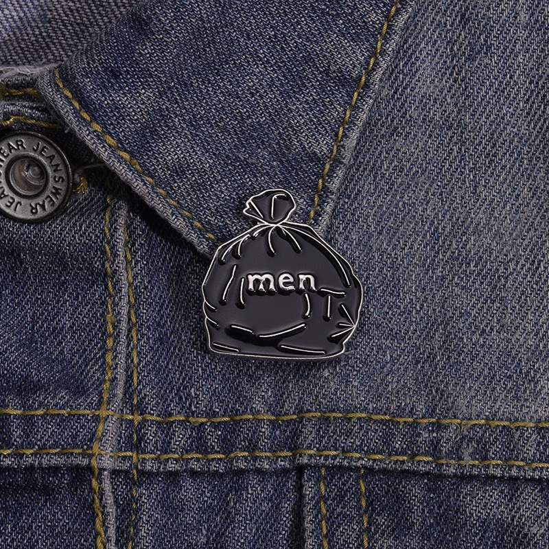 Men Black Bag Brooch Enamel Pin Custom Jewelry Lapel Metal Backpack Sweater Accessories Decoration Gifts Friends Wholesale
