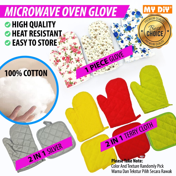 MYDIYHOMEDEPOT 2 IN 1 Microwave Oven Glove Kitchen Baking Glove Anti
