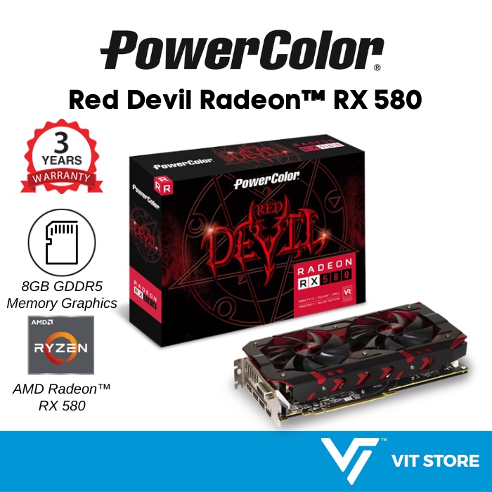 PowerColor Red Devil Radeon RX 580 8GB GDDR5 Graphics Card / Desktop PC ...