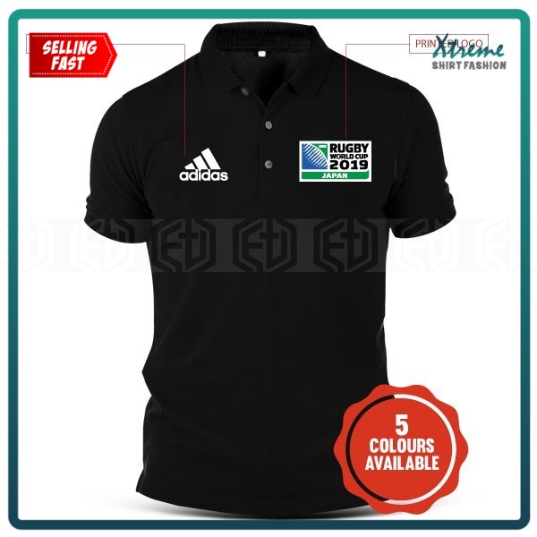 Polo T Shirt Adidas Rugby World Cup Japan Sulam Embroidery Jahit Cotton Popular Activewear Sports Fashion