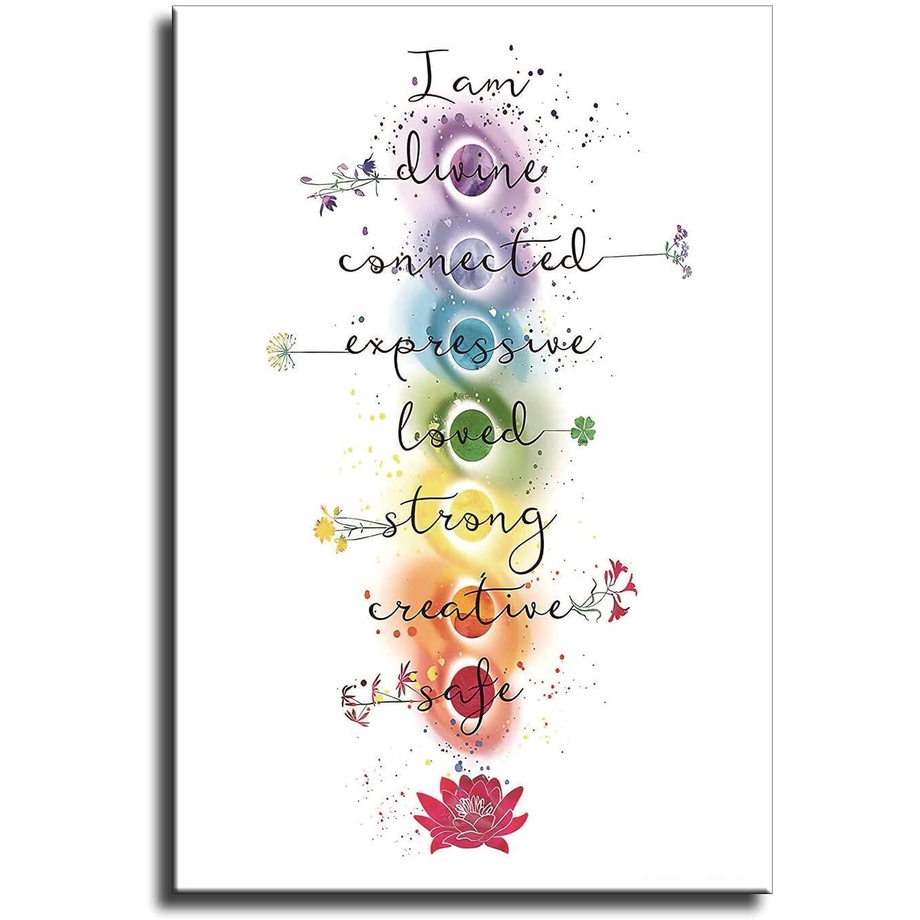 Chakra Quotes Sign Poster Yoga Zen Meditation Wall Art Painting Canvas Print Motivational Spiritual Room Bathroom Bedroom Living Decor Yangting