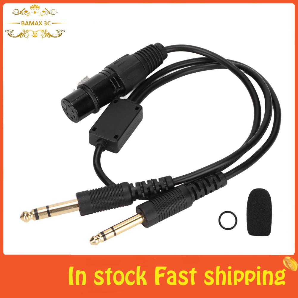 Bamaxis XLR To 2 GA Plug Conversion Cable Convenient Aviation Headphone Adapter Plug and Play 2 Channel for Conversion