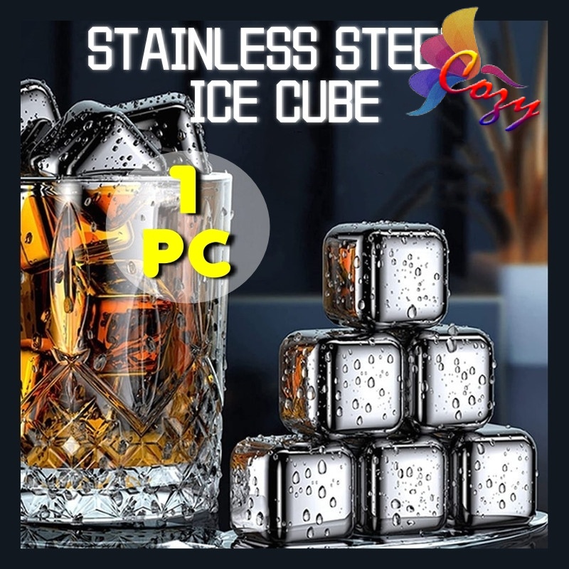 (1 PC) Reusable Stainless Steel Ice Cube 304 Food Grade Ice Maker Quick Frozen Ice Cube Stone Rocks Whiskey Cubes