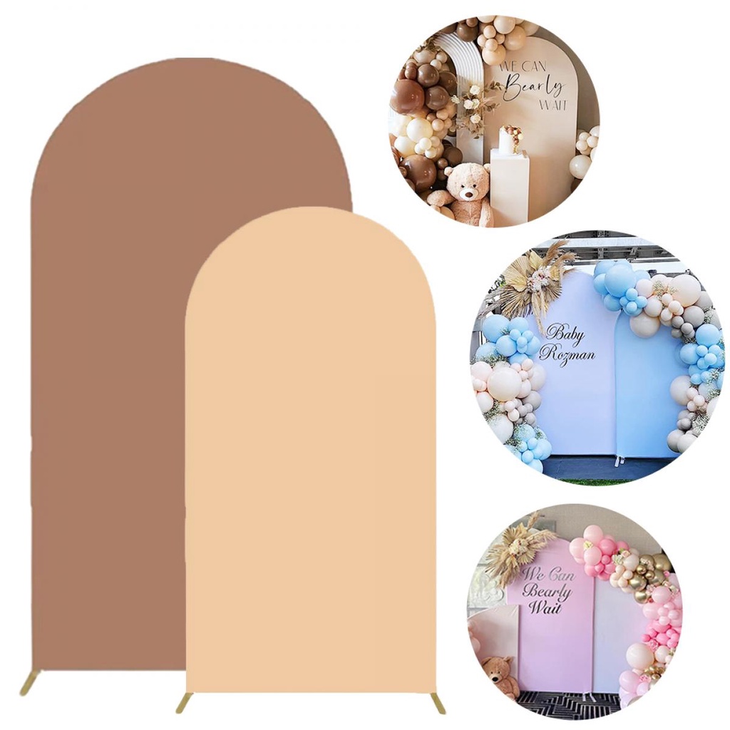 2m Double-Sided Arch Stand Cover Nude Brown White Black Pink Blue Arch Backdrop Cover Wedding Baby Shower Birthday Gender Reveal Party Decoration Photo Shoot Background