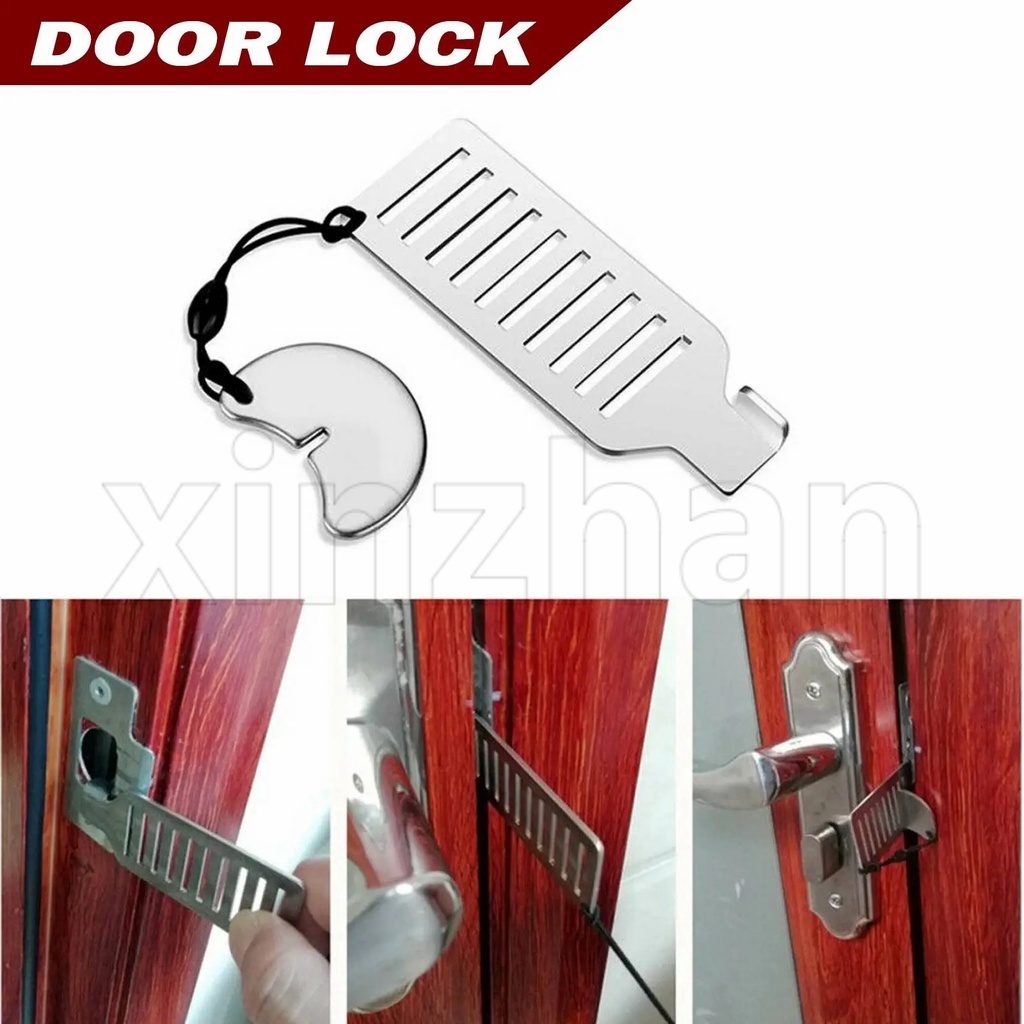Durable Lockdown Door Stopper / Home Security Anti-theft Tool / Travel Portable Stainless Steel Door Lock / Dormitory Apartment Hotel Safety Gadgets