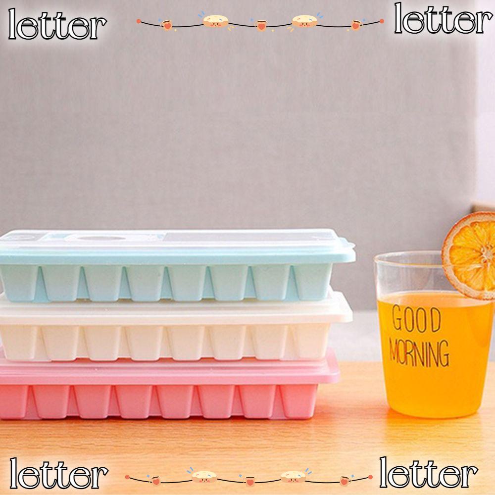 LETTER 16 Cavity New Ice Tray Cover With Lid Cube Mold Kitchen Plastic Drink Maker Box Jelly Freezer/Multicolor