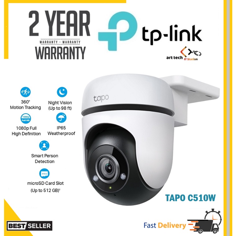 TP-Link Tapo C510W 2K CCTV Pan Tilt AI Outdoor Home WiFi Network Security CCTV / TAPO C500 PAN TILT 360 SMART IP CAMERA