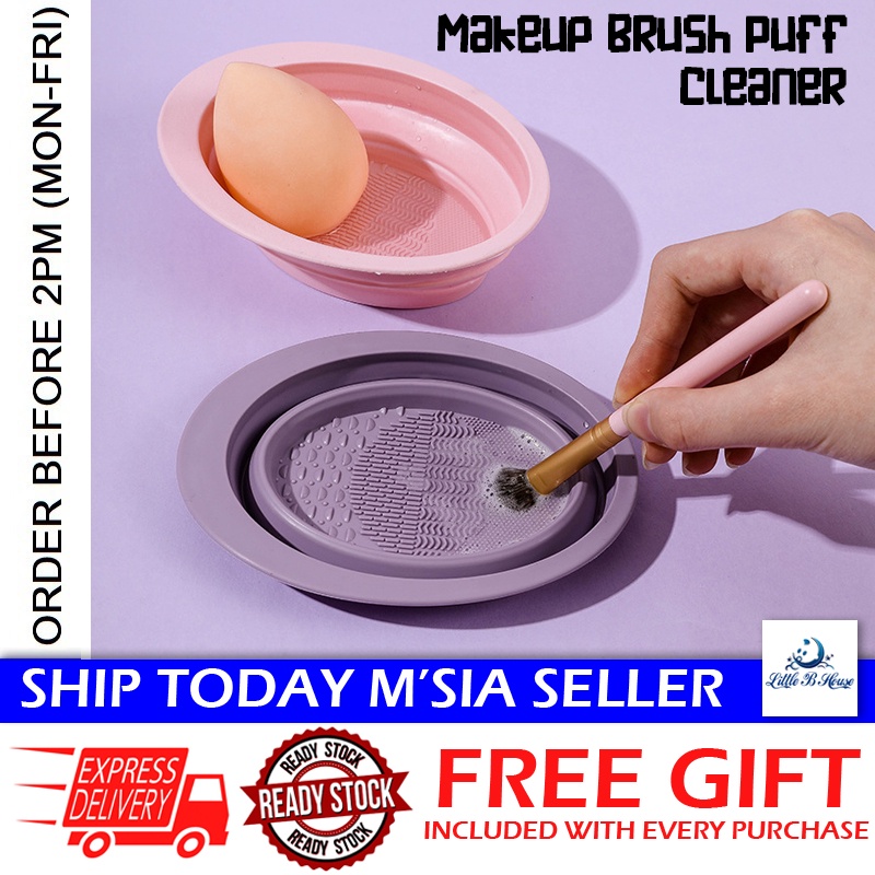 [Little B House] Silicone Folding Makeup Brush Cleaner Puff Washing Bowl Scrubbing 化妆刷清洗工具 Alat Pencuci Berus Mekap-MU35