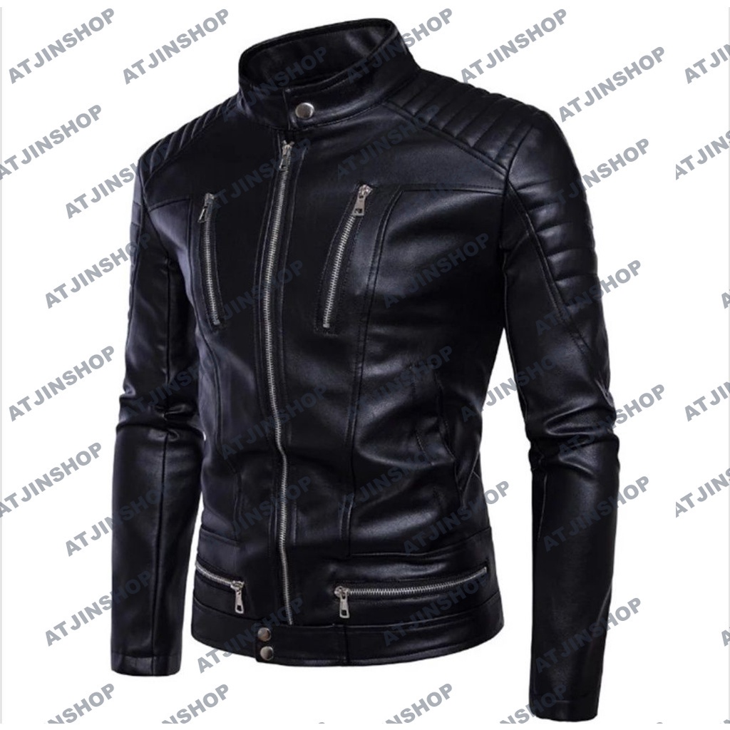 Black/ Have PRIA Men's Semi Leather Jacket Motorcycle Touring Premium Model Bikers Board Man (BBM) 100% Vienna Materi... - Image 3
