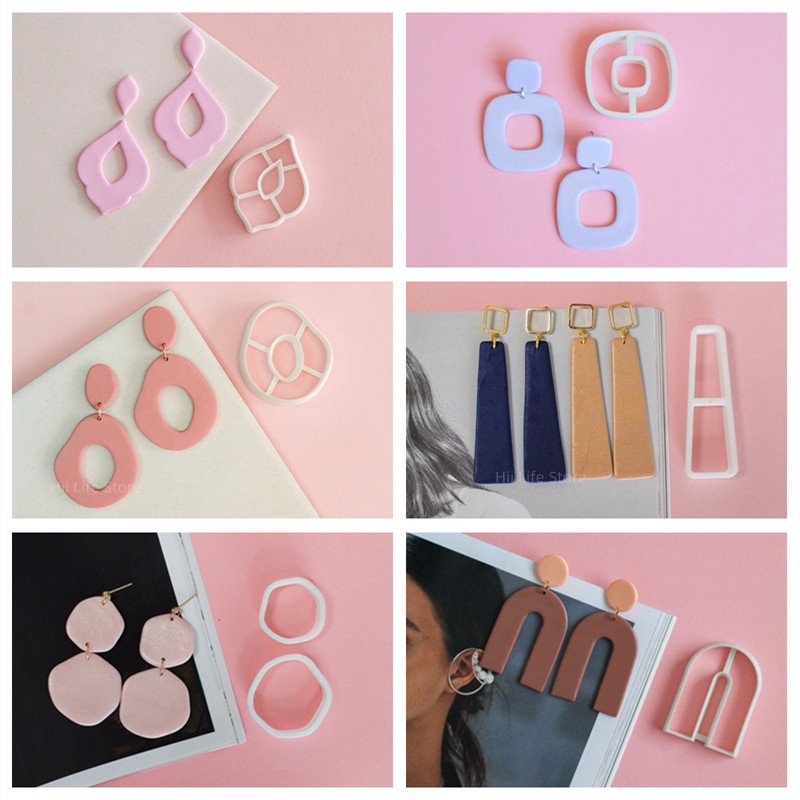 New Soft Pottery Earring Cutter Moroccan Rhombus Ring Polymer Clay Cutting DiY Ins French Earring Jewelry Pendant Making Tool