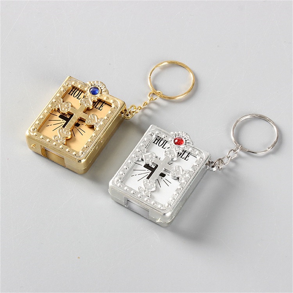 Creative Mini Holy Bible Keychains Religious Cross Keyrings Car Key Holder Church Souvenir Christmas Gifts Bag Ornaments Jewelry
